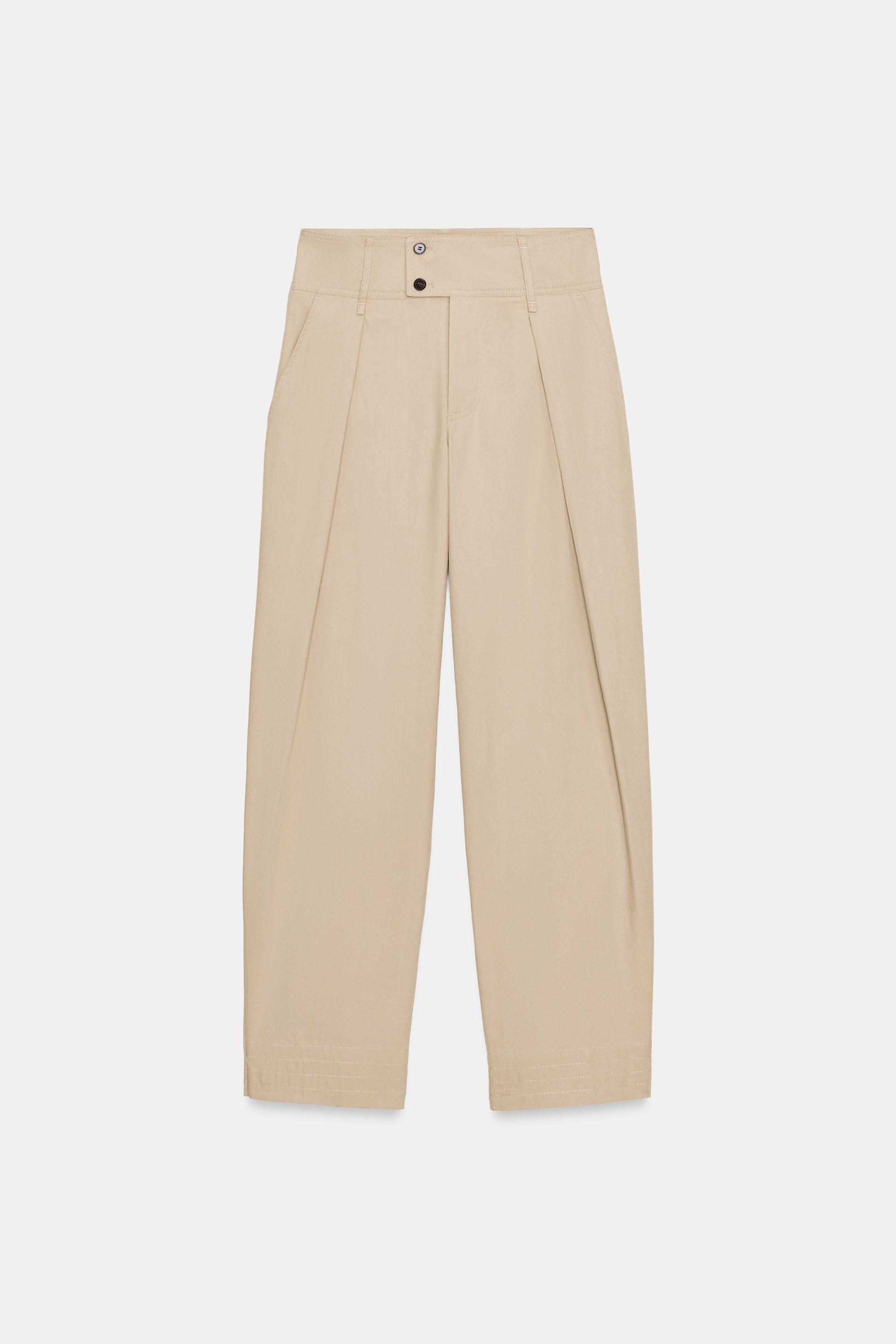 ADJUSTABLE HEM WIDE LEG PANTS